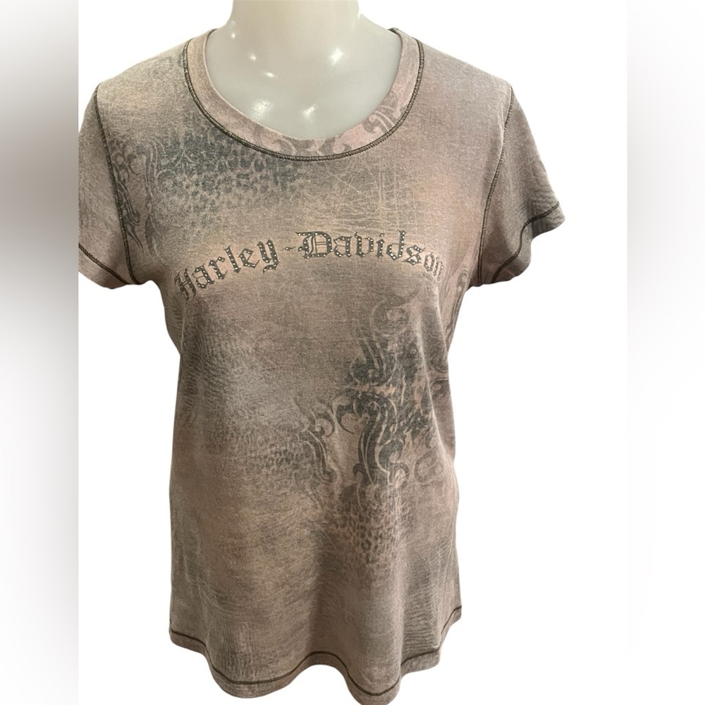Vintage Y2K Harley Davidson 2000s Rhinestone Moto T-Shirt size L